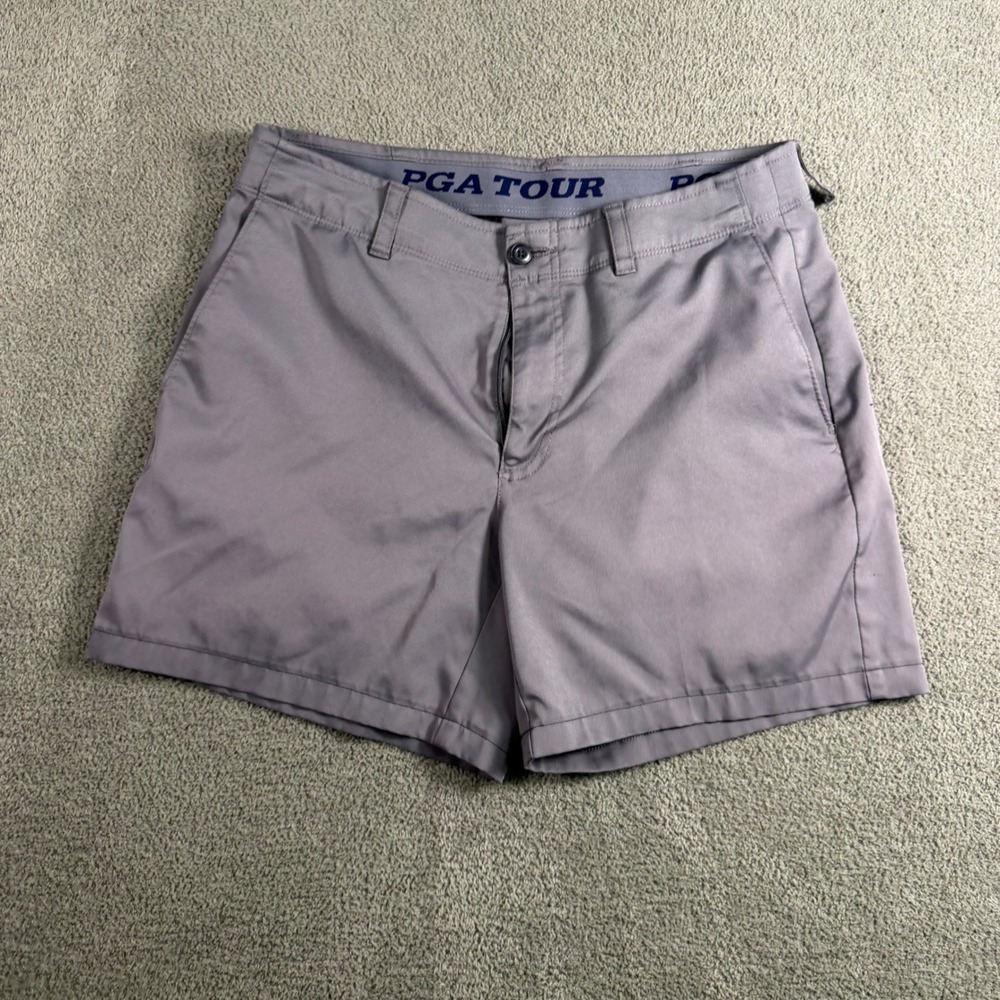 PGA TOUR Mens Gray Golf Shorts Size 32 Stretch Performance Flat Front Active